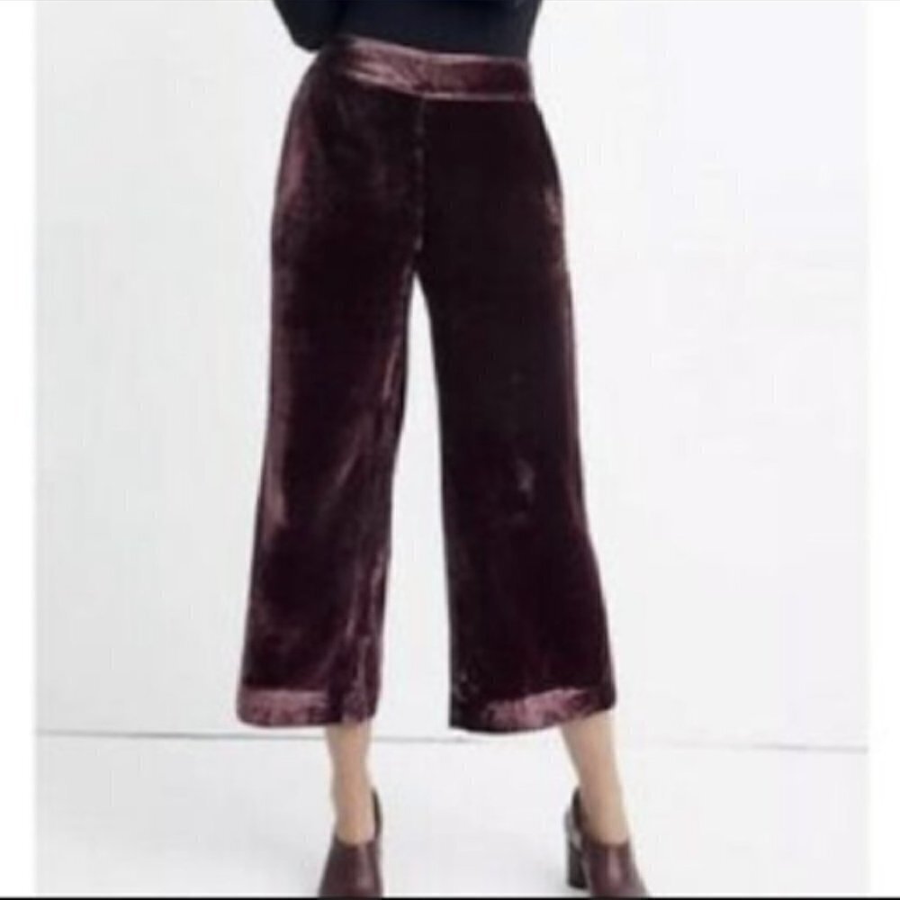 Soft Surroundings Pant Trouser Velvet Silk Black Wide Leg Romantic Witchcore XS